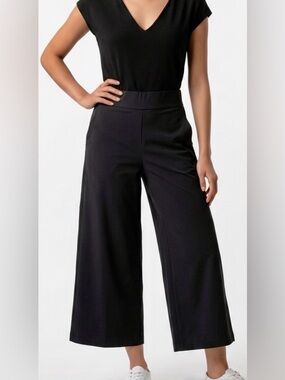 Tommy John The Go Anywhere Collection Black Recycled Polyester Wide-Leg Pants